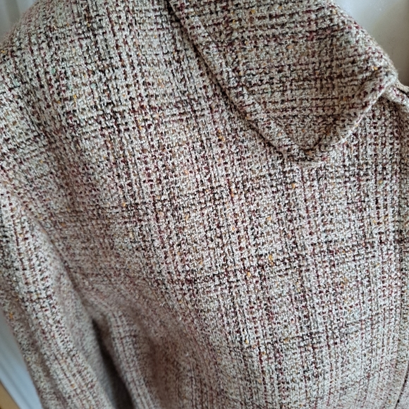 Ann Taylor fitted plaid tweed silk and wool lined zip up jacket, 10 - Picture 3 of 5